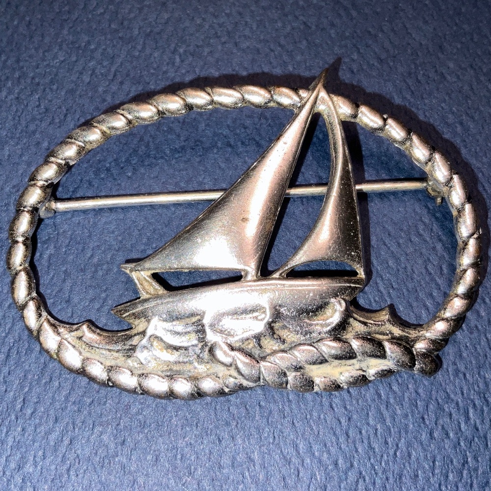 Nautical  Sailing  Brooch Taylord Sterling Silver Pin